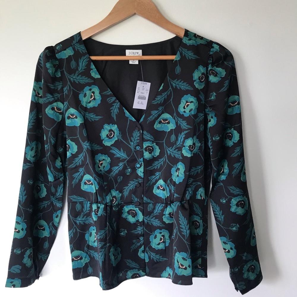 J. Crew Long Sleeve Floral Blouse